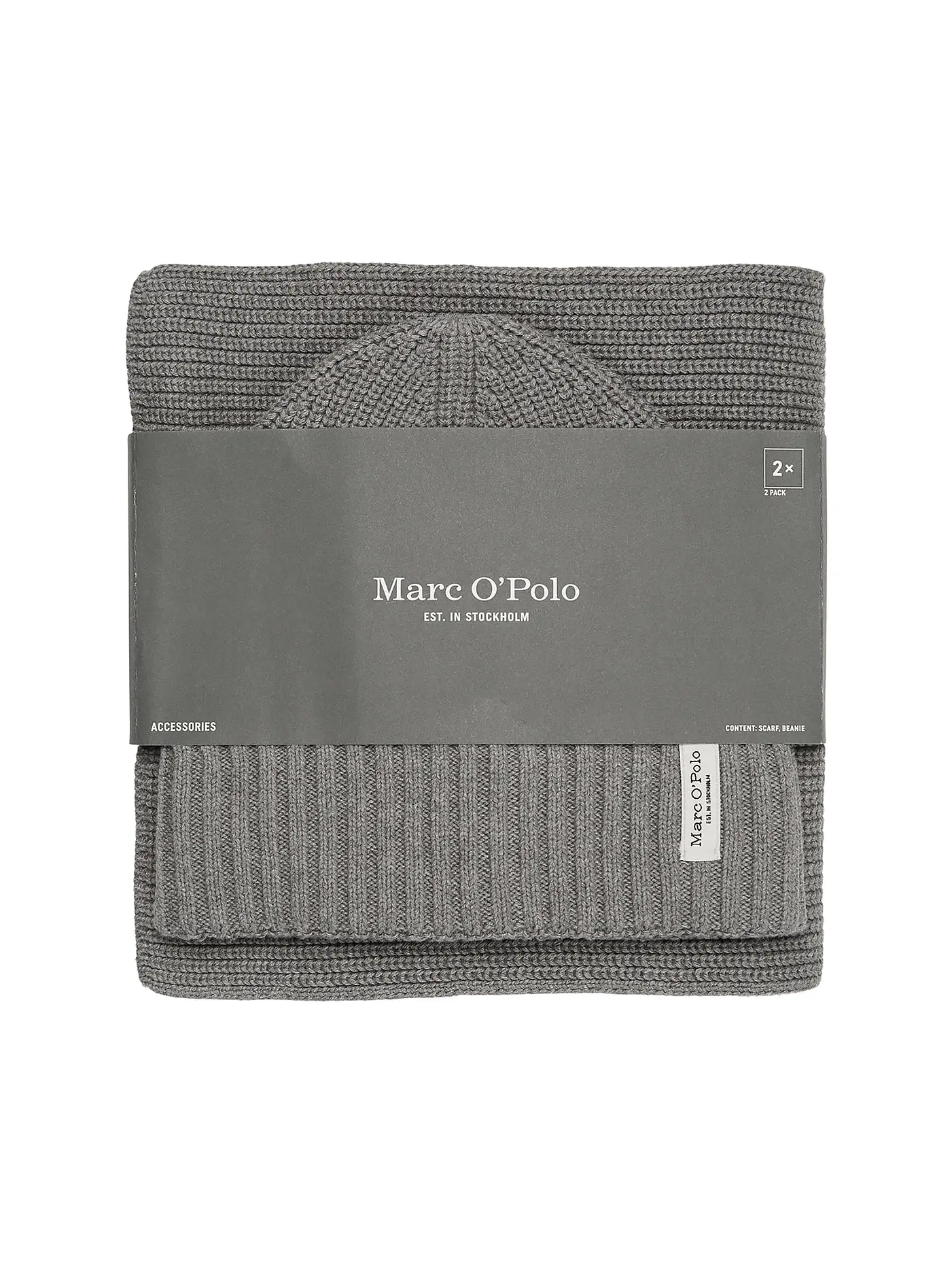 MARC O'POLO | Set 2-teilig Haube und Schal dark navy | grau